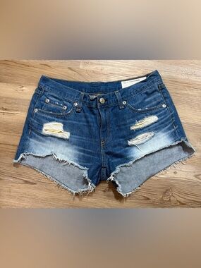 rag & bone Blue Distressed Denim Cutoff Shorts